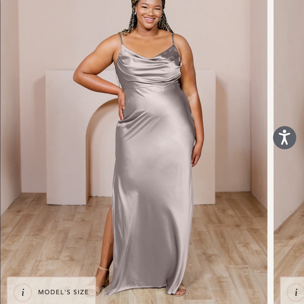 Revelry Satin Skye Dress in Taupe